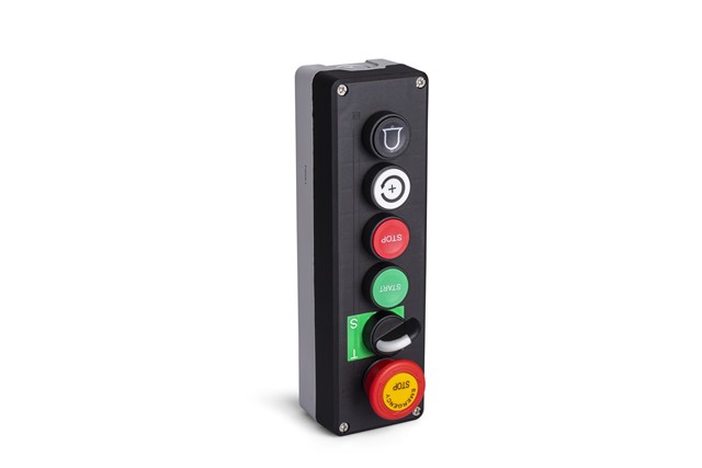 P Series Plastic 6 Holes CPDDH + CPDDB + CPDDK + CPDDY + CPDS20 + CPDEE + 5*C3CK (NO) + 2* C4CK (NC) Black-Grey Control Box